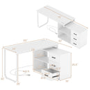 55 Inch Reversible L Shaped Desk with 3 Drawers Home Office Desk with Adjustable Shelf