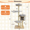 55" Solid Rubber Wood Cat Tree with Condo & Hammock