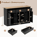 55" Large Buffet Sideboard Kitchen Storage Cabinet with 3 Drawers 2 See-through Doors Adjustable Shelves Wine Bar Table