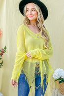 And The Why Distressed Mesh V Neck Spring Sweater Cover Up