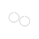 14k White Gold Polished Hoop Earrings (15 mm)