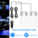 4Pcs Car Interior LED Atmosphere Light Car Charge Decorative Lamp DC 12V Blue Light