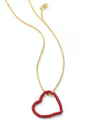 Inc Gold-Tone Beaded Heart Pendant Necklace