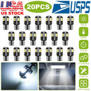 20Pcs T10 SMD5730 LED Light Bulbs 6000K Wedge Light Lamps Dome Map License Plate Car Interior Festoon Lights Kits
