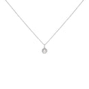 10K White Gold 5MM Cultured Pearl and Diamond Accent Halo Pendant Necklace