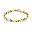 14K Yellow Gold 2 1/2 Cttw Princess-Cut Diamond Link Tennis Bracelet (H-I Color, SI2-I1 Clarity) - 7.25"