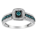 .925 Sterling Silver Treated Blue Miracle-Set Diamond Engagement Ring (1/2 Cttw, J-K Color, I1-I2 Clarity) - Size 6