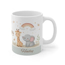 Be Happy Safari Mug — Personalized Cute Giraffe & Elephant Baby Shower Gift