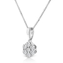 14KT White Gold 1/2 cttw Diamond Floral Cluster Pendant Necklace (HI, SI2-I1)