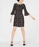 Jessica Howard Dress Pink Sheath Floral Bell Sleeve,Size 10