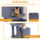 57 Inch Cat Tree with Dual Condos and Hammock and 2 Dangling Balls
