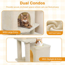 57 Inch Cat Tree with Dual Condos and Hammock and 2 Dangling Balls