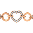 14K Rose Gold Plated .925 Sterling Silver Diamond Accent Circle and Heart Link Adjustable 6â€-10†Bolo Bracelet