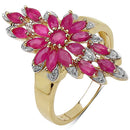 14K Yellow Gold Plated 2.04 Carat Genuine Ruby .925 Sterling Silver Ring