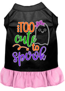 Pet Dog & Cat Dress Screen Printed, "Too Cute To Spook - Girly Ghost"