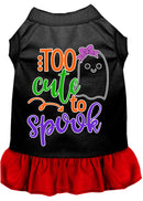Pet Dog & Cat Dress Screen Printed, "Too Cute To Spook - Girly Ghost"