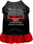 Christmas Pet, Dog and Cat Dress Screen Printed, "North Pole Correctional"