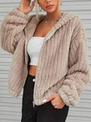Teddy Bear Ear Hooded Fleece Outerwear