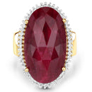 19.11 Carat Dyed Ruby and White Topaz .925 Sterling Silver Ring
