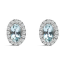 10K White Gold 5x3 MM Oval Purple Amethyst and Diamond Halo Stud Earrings (I-J Color, I1-I2 Clarity)