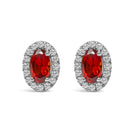 10K White Gold 5x3 MM Oval Purple Amethyst and Diamond Halo Stud Earrings (I-J Color, I1-I2 Clarity)
