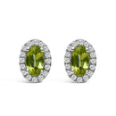 10K White Gold 5x3 MM Oval Purple Amethyst and Diamond Halo Stud Earrings (I-J Color, I1-I2 Clarity)
