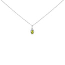 10K White Gold 5x3mm Green Emerald and Diamond Accent Halo Oval Shape 18" Pendant Necklace (I-J Color, I1-I2 Clarity)