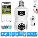 Dual Lens Security Camera E27 Light Socket Surveillance Camera 1080P WiFi IP Camera with APP Control AI Human Detection Full Color Night Vision Two-Wa