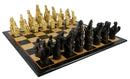 Chess Set - 5.8" Royal Beasts Resin Chess Pieces on Black/Birdseye Maple Chess Board