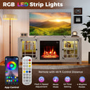 58" Fireplace TV Stand with LED Lights and 18" Electric Fireplace