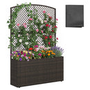 58 Inch Raised Garden Bed with Trellis and Wicker Planter Box