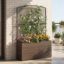 58 Inch Raised Garden Bed with Trellis and Wicker Planter Box