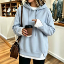 New Fallwinter Womens Faux Two-piece Hooded Sweatshirt