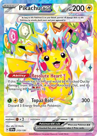 Pikachu ex 219/191 - SV08 Surging Sparks Holofoil