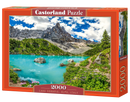 2000 Piece Jigsaw Puzzle, Lake Sorapis, Alps, Italy, Vibrant Turquoise Glacial Water Scene, Majestic Nature Photography, Dolomites, Adult Puzzle, Castorland C-201006-2