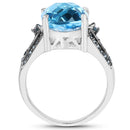 5.51 Carat Genuine Baby Swiss Blue Topaz and Blue Diamond .925 Sterling Silver Ring
