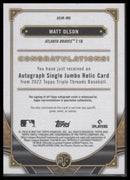 2022 Topps Triple Threads Autograph Single Jumbo Relics Amethyst Matt Olson #/75
