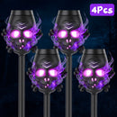 Solar Skull Torch Lights 4-Pack with Purple Flame Effect