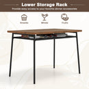 5-Piece Table Set for 4 with Metal Frame and Storage Rack-Brown