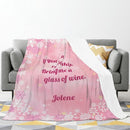 Personalized Custom Text Blanket with Name - If You Can Read This Bring Me a Wine, Book, Tea or Hot Chocolate - Pink or Blue Snowflake Fleece