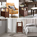 Set of 2 End Table Wooden with 2 Drawer & Shelf Bedside Table