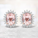 1.61 Carat Genuine Morganite and White Diamond 14K Rose Gold Earrings