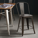 Set of 4 Industrial Metal Counter Stool Dining Chairs with Removable Backrests