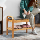 Shoe Rack Bench Bamboo with Storage Shelf-Natural