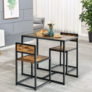 3 Pcs Dining Set Compact Table and 2 Chair with Metal Frame for for Small Space