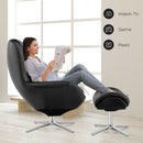 360° Swivel Leather Lounge Chair with Ottoman and Aluminum Alloy Base