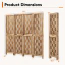 4-Panel Room Divider with Wave Cutout & Paulownia Frame