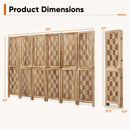 6-Panel Room Divider with Wave Cutout - 95" Paulownia Wood