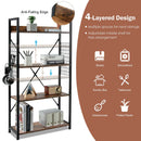 4 -Tier Industrial Open Storage Bookshelf-Coffee