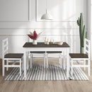 5 Pieces Solid Wood Compact Kitchen Dining Set-Walnut